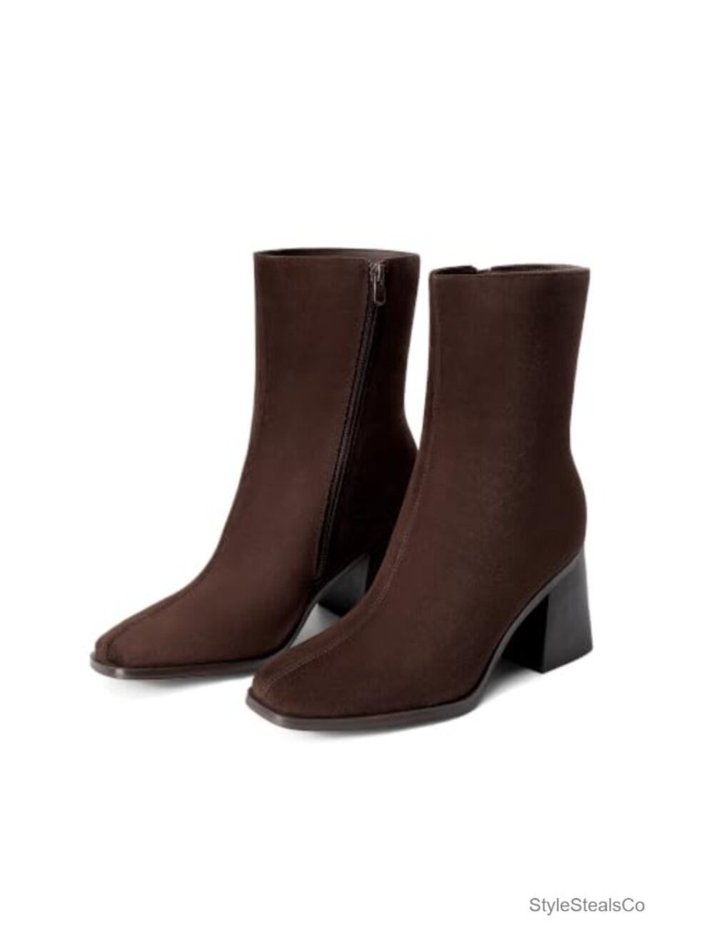 Women's Square Toe Heeled Ankle Boots Chunky Heel Cushioned